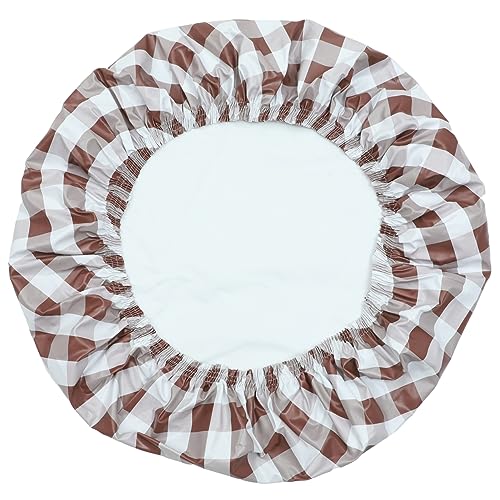 PHENOFICE Plaid Tischdecke Im Freien wasserdichte Und Ölfeste Runde Tischabdeckung Kee Resistentes Und Fleckresistenter Tischdecke (90 cm Dark Brauner Plaid) Außenabdeckung Tischdecke von PHENOFICE