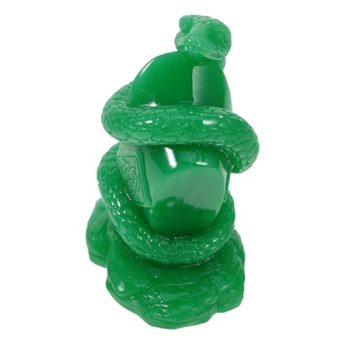 PHENOFICE Glas Statue Große Grüne Schlange Zodiak Deko Für Schreibtisch Elegantes Wohnaccessoire Robustes Glasmaterial Kreatives Design Für Innenräume Und Wohnzimmer von PHENOFICE
