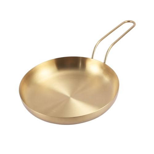 PHENOFICE Snackteller Mit Griff Sashimi-servierplatte Vorspeisenteller Runder Dessertteller Pfannkuchen Herdplatte Hamburger Körbe Essenstablett Mehrzweck-steakschale Golden Rostfreier Stahl von PHENOFICE