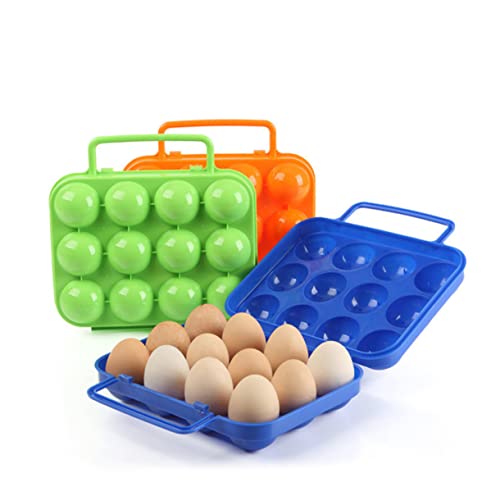 PHENOFICE Tragbare Eierbox Aus Kunststoff Aufbewahrungsbox Für 12 Eier Behälter Mit Klappbarem Griff Für Küche Und Outdoor von PHENOFICE
