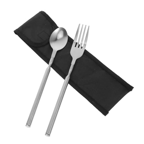 PHENOFICE Tragbare Teleskopgabel Und -löffel Aus Edelstahl, Ausziehbares Geschirr, Mehrzweck-utensilien Mit Langem Griff, Wiederverwendbares Besteck Für Camping, Reisen, Grillen von PHENOFICE
