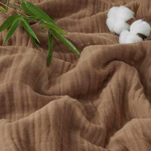 PHF 4-lagige Musselin-Doppeldecke, 60 % Viskose aus Bambus und 40 % Baumwolle, Decke für Bett und Sofa, 168 x 228 cm, Braun PHF 4-lagige Musselin-Doppeldecke, 60 % Viskose aus Bambus und 40 % Baumwolle, Decke für Bett und Sofa, 168 x 228 cm, Braun von PHF