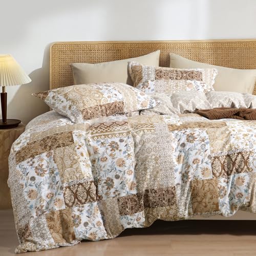 PHF Bettwäsche-Set, 3-teilig, ultraweich, mit Blumenmuster, wendbar, bequem, Paisleymuster, mit 2 Kissenbezügen, Reißverschluss und 8 Bändern, 264,2 cm von PHF