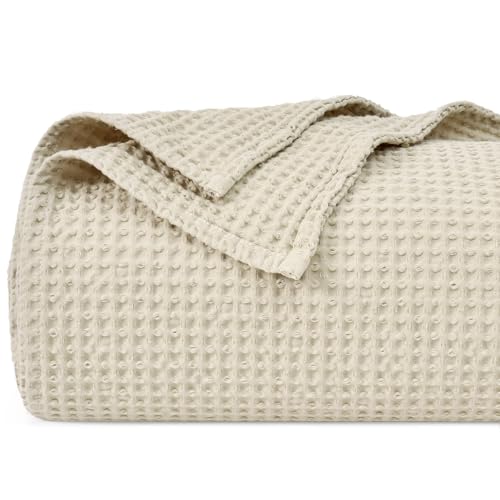 PHF Decke aus 100 % Baumwolle, Waffelgewebe, Kingsize, 220 x 240 cm, vorgewaschen, leicht, atmungsaktiv, für Sommer, Oeko-Tex-zertifiziert, für Bett, Couch, Sofa, Heimdekoration, Leinen/Natur PHF Decke aus 100 % Baumwolle, Waffelgewebe, Kingsize, 220 x 240 cm, vorgewaschen, leicht, atmungsaktiv, für Sommer, Oeko-Tex-zertifiziert, für Bett, Couch, Sofa, Heimdekoration, Leinen/Natur von PHF
