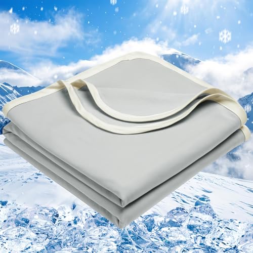 PHF Kühldecke 130x150cm, Arc-Chill Q-Max>0.5 doppelseitige selbstkühlende Kühldecke, Schweißabsorbierende und Atmungsaktive Grey Bettedecke Sofadecke Wohndecke Reisedecke (Grau) von PHF