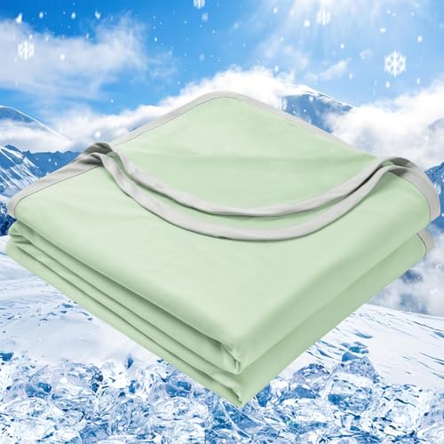 PHF Kühldecke 220x240cm, Arc-Chill Q-Max>0.5 doppelseitige selbstkühlende Kühldecke, Schweißabsorbierende und Atmungsaktive Green Bettedecke Sofadecke Wohndecke Reisedecke (Grün) von PHF