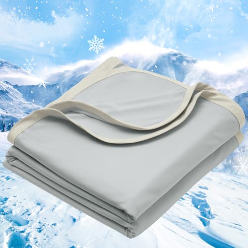 PHF Kühldecke 220x240cm, Arc-Chill Q-Max>0.5 doppelseitige selbstkühlende Kühldecke, Schweißabsorbierende und Atmungsaktive Grey Bettedecke Sofadecke Wohndecke Reisedecke (Grau) von PHF