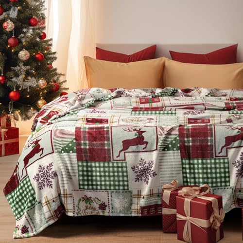 PHF Kuscheldecke Flauschig Fleecedecke 130x150cm - Oeko-Tex Weich Warm Wohndecke, Decke Blanket für Couch Sofa Bett, Tagesdecken & Kuscheldecken, Sofa überwurfdecke, Rentier von PHF