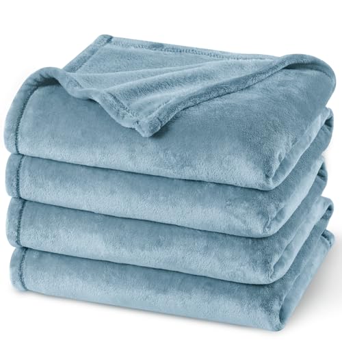 PHF Kuscheldecke Flauschig Fleecedecke 220x240cm - Oeko-Tex Weich Warm Wohndecke, Decke Blanket für Couch Sofa Bett, Tagesdecken & Kuscheldecken, Sofa überwurfdecke, Grau Blau von PHF