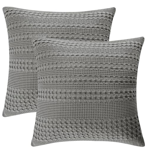 PHF waffelpikee Euro sham-Abdeckung 26" x 26" Cotton dekokissen Cover Pack 2 26 "x26 dunkelgrau PHF waffelpikee Euro sham-Abdeckung 26" x 26" Cotton dekokissen Cover Pack 2 26 "x26 dunkelgrau von PHF