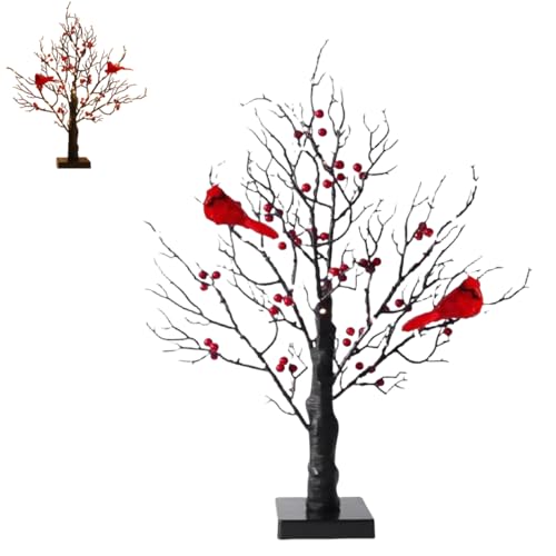 Leuchtender Retro-Weihnachtsbaum, 53 cm großer LED-Kardinalbaum, perfekt für Tischdekoration und Weihnachtsfeiern von PHFDQKG