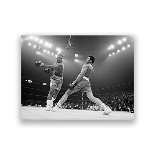 PHGFK Joe Frazier Gegen Muhammad Ali Fotoplakat Der Kampf des Jahrhunderts Im Madison Square Garden In New York City Leinwanddruck Fitnessstudio Dekor 50x70cm Ungerahmt K106 von PHGFK