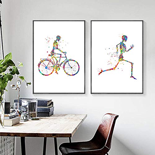 Skelettknochen Medizinische Wand Bilder Menschliche Anatomie Poster Bewegliches Skelett Gemäldedrucke Fitness Leinwand Bild Arztpraxis Dekor Bild 40x60cmx2 Ungerahmt von ArtSkin