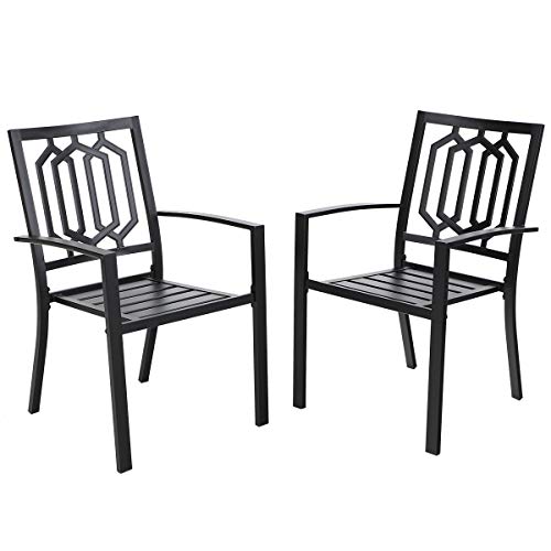 PHI VILLA 2er Set Gartenstühle Outdoor-Esszimmerstühle Terrassenstühle Metall Patio Balkonstuhl Stapelbar Stühle, Schwarz Stil 1 von PHI VILLA