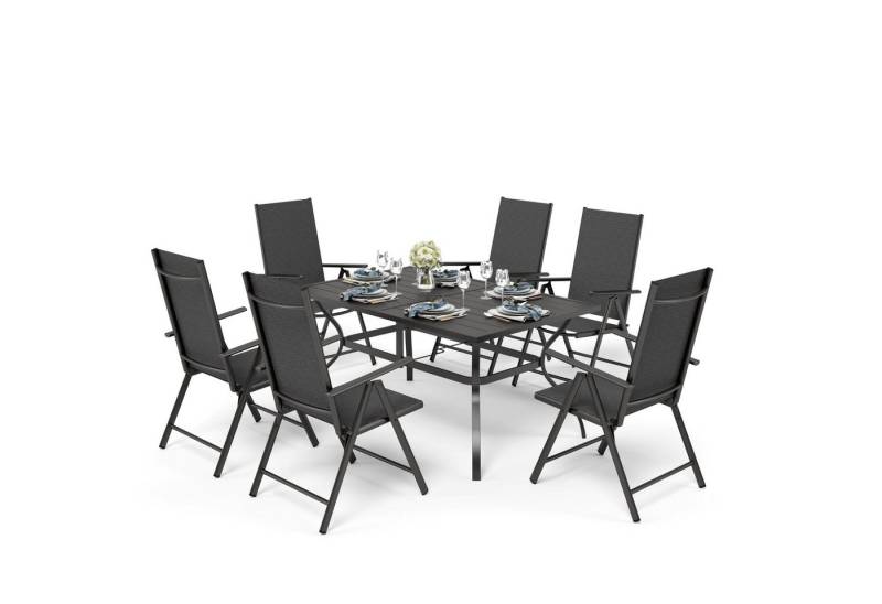 PHI VILLA Garten-Essgruppe, (6 Verstellbar mit 7 Sitzpositionen Gartenstühle klappbar, Terrassenmöbel Balkonmöbel Gartengarnitur Gartenmöbel Set), Wetterfest Garten Sitzgruppe von PHI VILLA