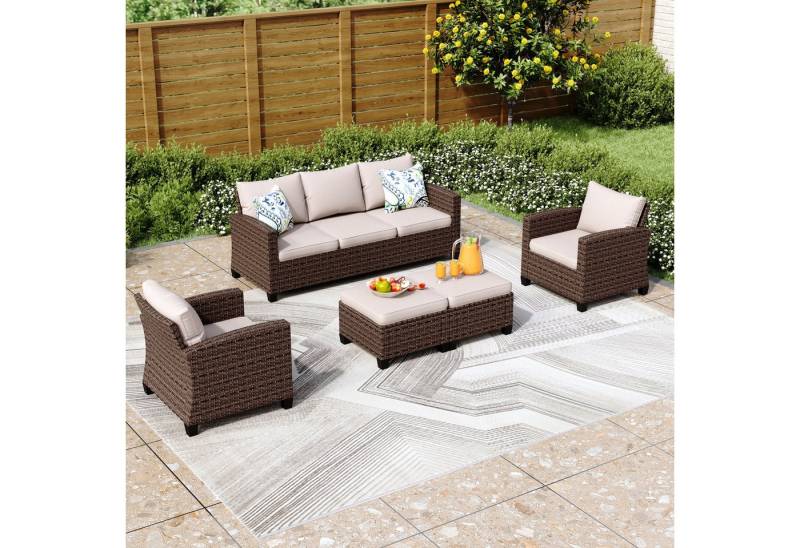 PHI VILLA Gartenlounge-Set, (Gartenmöbel Set Balkonmöbel, Rattan Lounge Möbel Outdoor Gartenlounge Set) von PHI VILLA