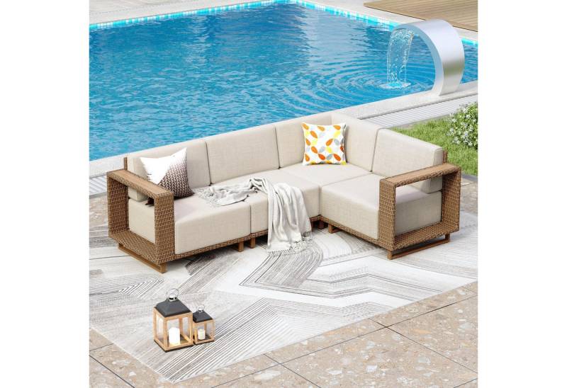 PHI VILLA Gartenlounge-Set, (Rattan Gartenmöbel Set Balkonmöbel, Lounge Möbel Outdoor Sofa Sets für Garten und Terrasse) von PHI VILLA