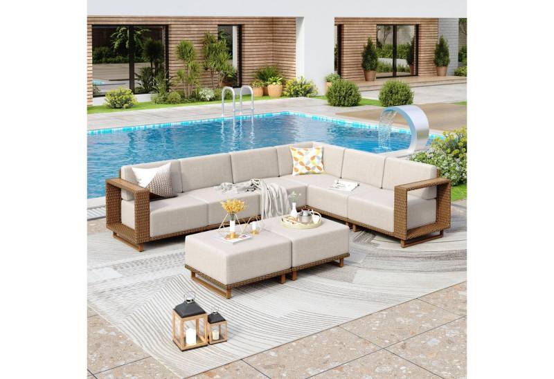 PHI VILLA Gartenlounge-Set, (Rattan Gartenmöbel Set Balkonmöbel, Lounge Möbel Outdoor Sofa Sets für Garten und Terrasse) von PHI VILLA