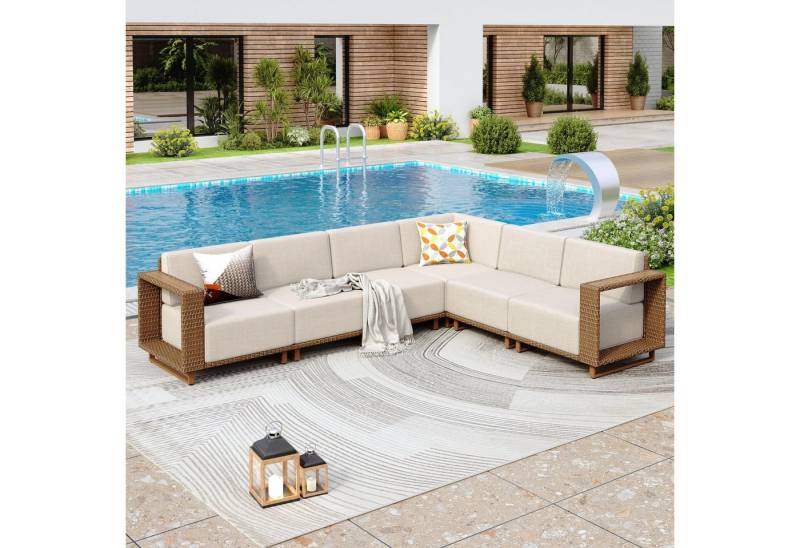 PHI VILLA Gartenlounge-Set, (Rattan Gartenmöbel Set Balkonmöbel, Lounge Möbel Outdoor Sofa Sets für Garten und Terrasse) von PHI VILLA