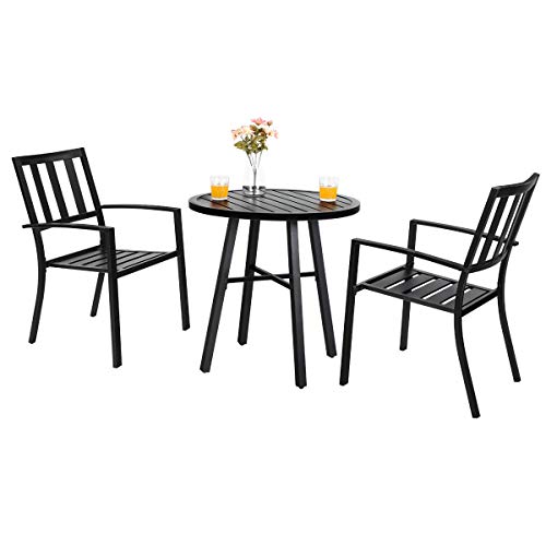 PHI VILLA Gartenmöbel Set 2 stühle mit Runder Tisch Wetterfest Terrassenmöbel Set 2 Personen mit Stapelbare Stühle Outdoor Bistro Möbel Sets Metall PHI VILLA Gartenmöbel Set 2 stühle mit Runder Tisch Wetterfest Terrassenmöbel Set 2 Personen mit Stapelbare Stühle Outdoor Bistro Möbel Sets Metall von PHI VILLA