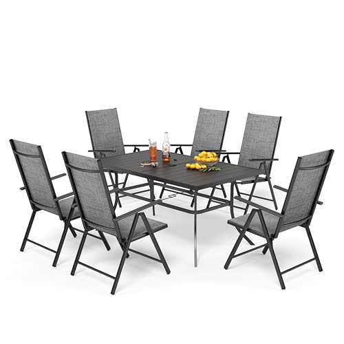 PHI VILLA Gartenmöbel Set Wetterfest Garten Sitzgruppe mit 7 Sitzpositionen Verstellbar Gartenstühle klappbar, Terrassenmöbel Balkonmöbel Gartenmöbel Set Gartengarnitur Grau von PHI VILLA