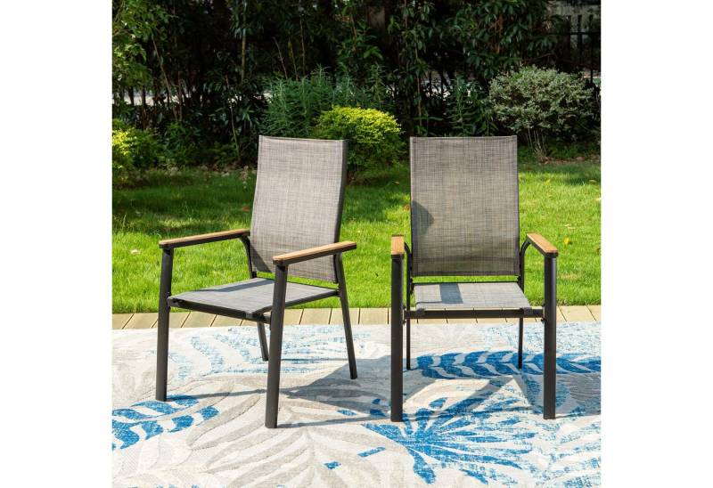 PHI VILLA Gartenstuhl (mit Textilene Stapelbare Balkonstuhl für Garten Balkon Outdoor Terrasse Wetterfest), 2er Set Aluminium Terrassenstühle von PHI VILLA