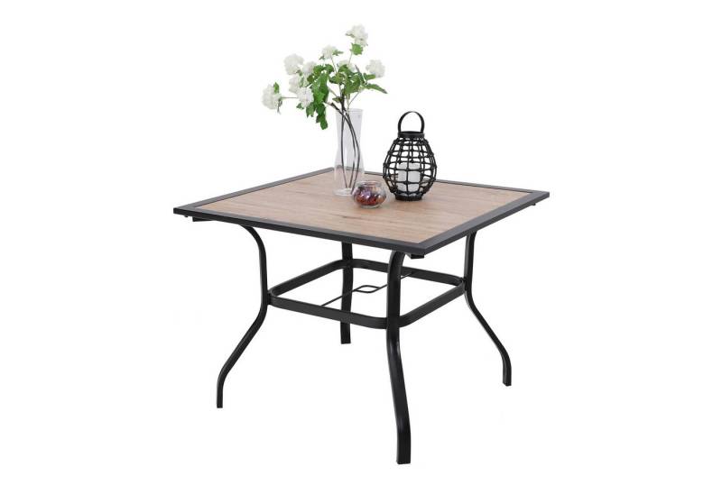 PHI VILLA Gartentisch (E-Beschichtung Metall 94×94×71cm, Holzähnlicher Quadratische Braun), Wetterfest Outdoor Garten Tisch Terrassentisch Balkontisch von PHI VILLA