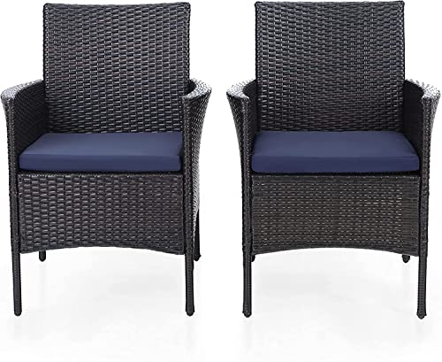 PHIVILLA Outdoor Rattan Stühle, 2 Stück Moderne Heavy Duty Wicker Armchair mit abnehmbarem Kissen für Terrasse, Deck, Veranda, Balkon von PHIVILLA