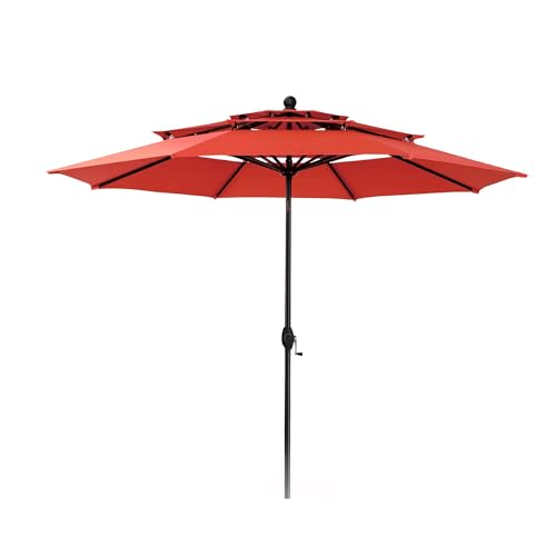 PHI VILLA Sonnenschirm Balkon Groß 300cm Balkonschirm Garten Terrasse Gartenschirm mit Kurbel UV Schutz Parasol Windfest,Orangerot von PHI VILLA
