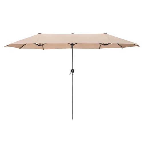 PHI VILLA Sonnenschirm Balkon Rechteckig Groß 200×380cm Balkonschirm Garten Gartenschirm mit Kurbel UV Schutz Parasol Windfest, Beige von PHI VILLA