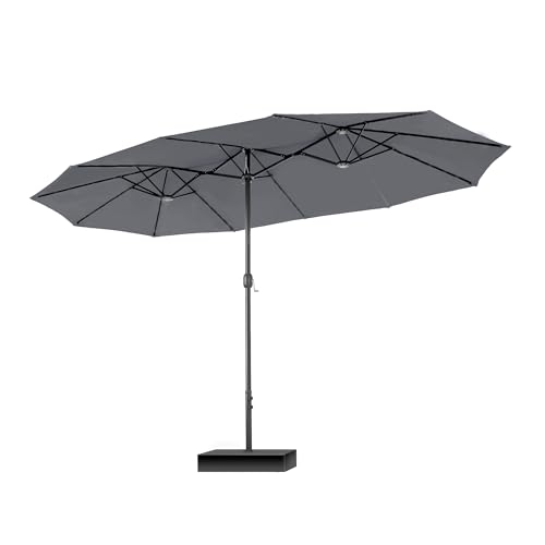 PHI VILLA Sonnenschirm Balkon Rechteckig mit Ständer Groß 270×450cm Balkonschirm Garten Gartenschirm mit Kurbel UV Schutz Parasol Windfest, Hellgrau PHI VILLA Sonnenschirm Balkon Rechteckig mit Ständer Groß 270×450cm Balkonschirm Garten Gartenschirm mit Kurbel UV Schutz Parasol Windfest, Hellgrau von PHI VILLA