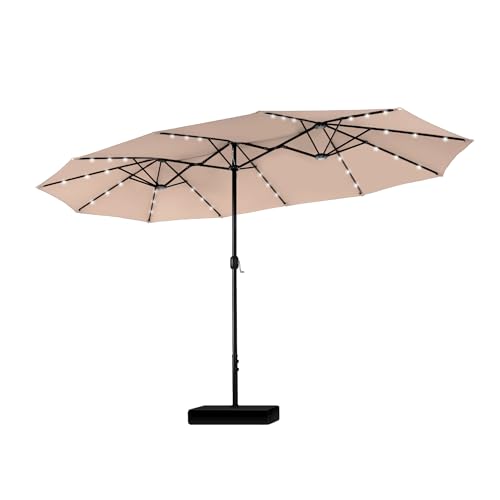 PHI VILLA Sonnenschirm Balkon Rechteckig mit Ständer Groß 450×270cm Balkonschirm Garten Gartenschirm mit LED Kurbel UV Schutz Parasol Windfest,Beige PHI VILLA Sonnenschirm Balkon Rechteckig mit Ständer Groß 450×270cm Balkonschirm Garten Gartenschirm mit LED Kurbel UV Schutz Parasol Windfest,Beige von PHI VILLA