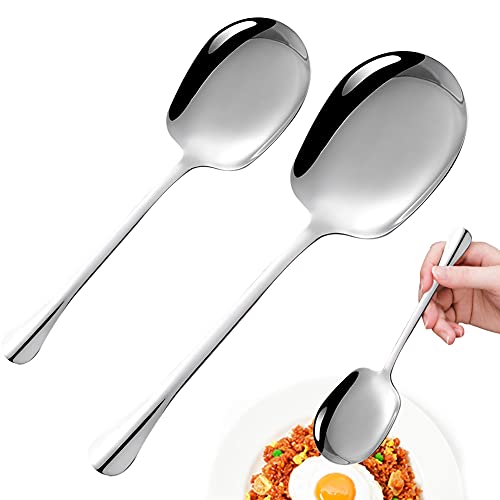 Servierlöffel aus Edelstahl,2 PCS salatbesteck edelstahl,Gewöhnlicher reislöffel für Hotelrestaurants,25cm und 20cm serving spoon,auffülllöffel,Geeignet für Küche und Esszimmer von PHIEZC