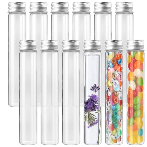 Set mit 12 Reagenzgläsern, Reagenzgläser aus Kunststoff, Reagenzgläser mit Schraubverschluss, 110 ml Reagenzglasvase, klare Reagenzgläser für Blumen, Süßigkeiten und Pflanzen von PHIEZC