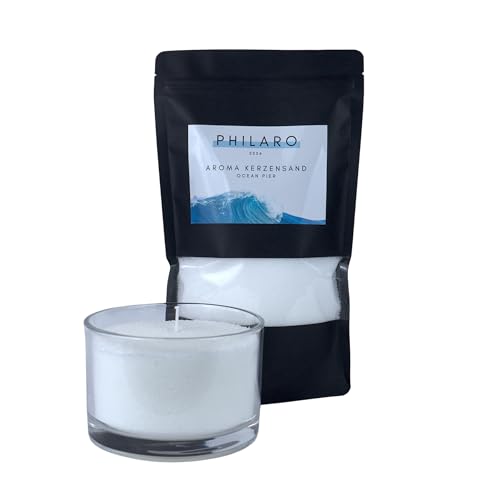 Philaro Kerzensand mit Duft - Ocean Pier - 400g inkl. 4 Dochte in vier Duftvarianten - Kerzengranulat - Aromasand - Kreative DIY Kerzen - Kerzenalternative Philaro Kerzensand mit Duft - Ocean Pier - 400g inkl. 4 Dochte in vier Duftvarianten - Kerzengranulat - Aromasand - Kreative DIY Kerzen - Kerzenalternative von PHILARO