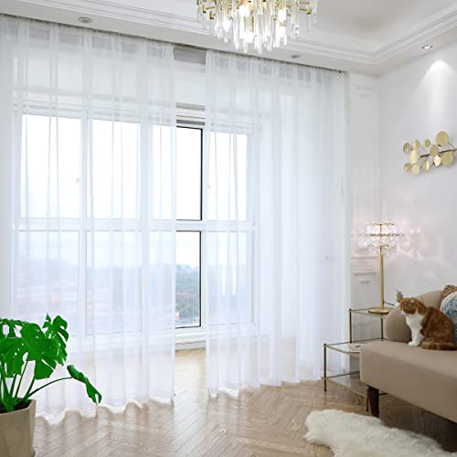 PHILEASY Window Sheer White Curtains 84 Inches Long 2 Panels White Sheer Curtain Clear Transparent Basic Rod Pocket Panel 15 Colors 10 Size for Bedroom Living Room Yard Kitchen PHILEASY Window Sheer White Curtains 84 Inches Long 2 Panels White Sheer Curtain Clear Transparent Basic Rod Pocket Panel 15 Colors 10 Size for Bedroom Living Room Yard Kitchen von PHILEASY