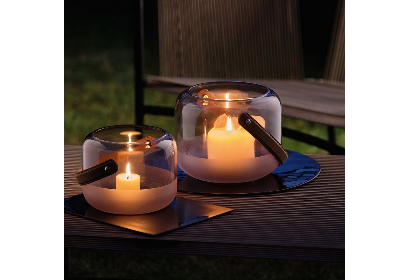 PHILIPPI Windlicht, PHILIPPI Windlicht MARLON mit Lederhenkel - L 14 cm PHILIPPI Windlicht, PHILIPPI Windlicht MARLON mit Lederhenkel - L 14 cm von PHILIPPI