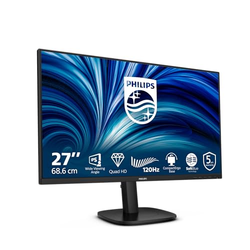 PHILIPS 27B2N3500J - 27 Zoll QHD Monitor, Lautsprecher, höhenverstellbar, Adaptive Sync (2560x1440, 120 Hz, 2X HDMI 2.0, DisplayPort 1.2, USB Hub) schwarz von PHILIPS
