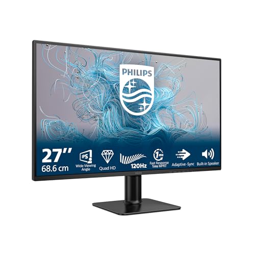 Philips 27E2N2500 27 Zoll QHD Monitor, 120Hz, IPS, 1ms MPRT Adaptive Sync HDR10 (2560x1440,HDMI 1x 2.0,DP 1x 1.4) Schwarz/Rot von Philips
