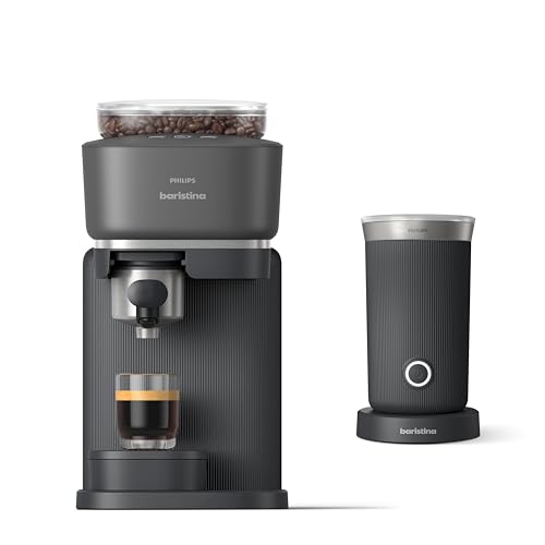 PHILIPS Baristina Espressomaschine - Real Espresso- made simple. (Schwarzgrau - Schwarzem Siebträger und Milchaufschäumer) von PHILIPS
