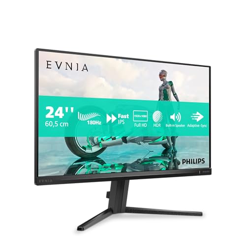 Philips Evnia 24M2N3200S - 24 Zoll Full HD Gaming Monitor, 180 Hz, 1 ms, FreeSync Prem., G-Sync comp., HDR10 (1920x1080, 1x DisplayPort 1.4, 2X HDMI 2.0) schwarz-grau von Philips Monitors
