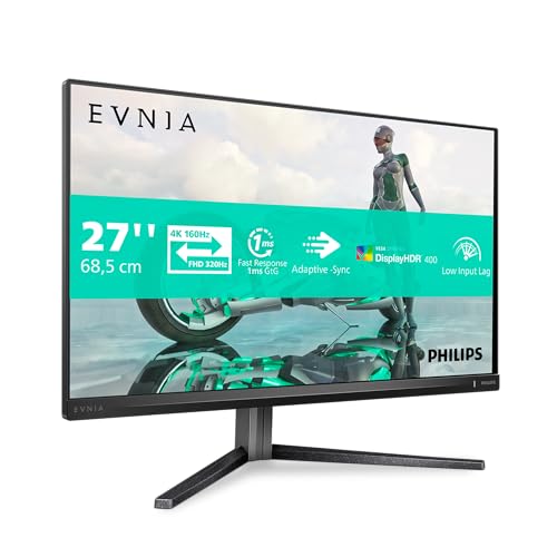 PHILIPS Evnia 27M2N3800A - 27 Zoll Ultra HD Gaming Monitor, 160 Hz, 0,5 ms MPRT, HDR400, G-Sync comp. (2X HDMI 2.1, 1x DisplayPort 1.4, USB Hub) schwarz grau von PHILIPS