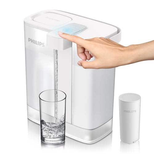 PHILIPS GoZero Next-Gen Instant Wasserfilter Pitcher Wiederaufladbarer Akku Mirco-X Clean Technologie 3L 12 Tassen 1L/min Schneller Durchfluss Arbeitsplatte Gefilterter Wasseraufbereiter Krug für von PHILIPS