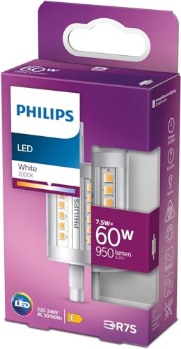 PHILIPS Standard LED Stablampe mit 60W mit einer Länge von 78mm, 2 Pin Sockel, warmweißes Licht (3000K), alte Generation von PHILIPS