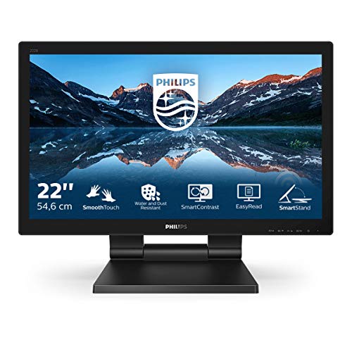 Philips 222B9T - 22 Zoll Touch Monitor, höhenverstellbar (1920x1080, 60 Hz, VGA, DVI, HDMI, DisplayPort, USB Hub) schwarz von Philips Monitors