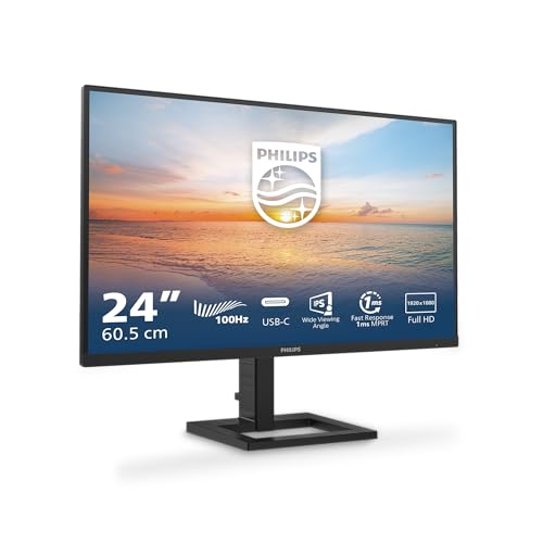 Philips 24E1N1300AM - 24 Zoll Full HD Monitor, Lautsprecher (1920x1080, 100 Hz, 1x HDMI 1.4, USB-C (65W Power Delivery) USB Hub) schwarz von Philips Monitors