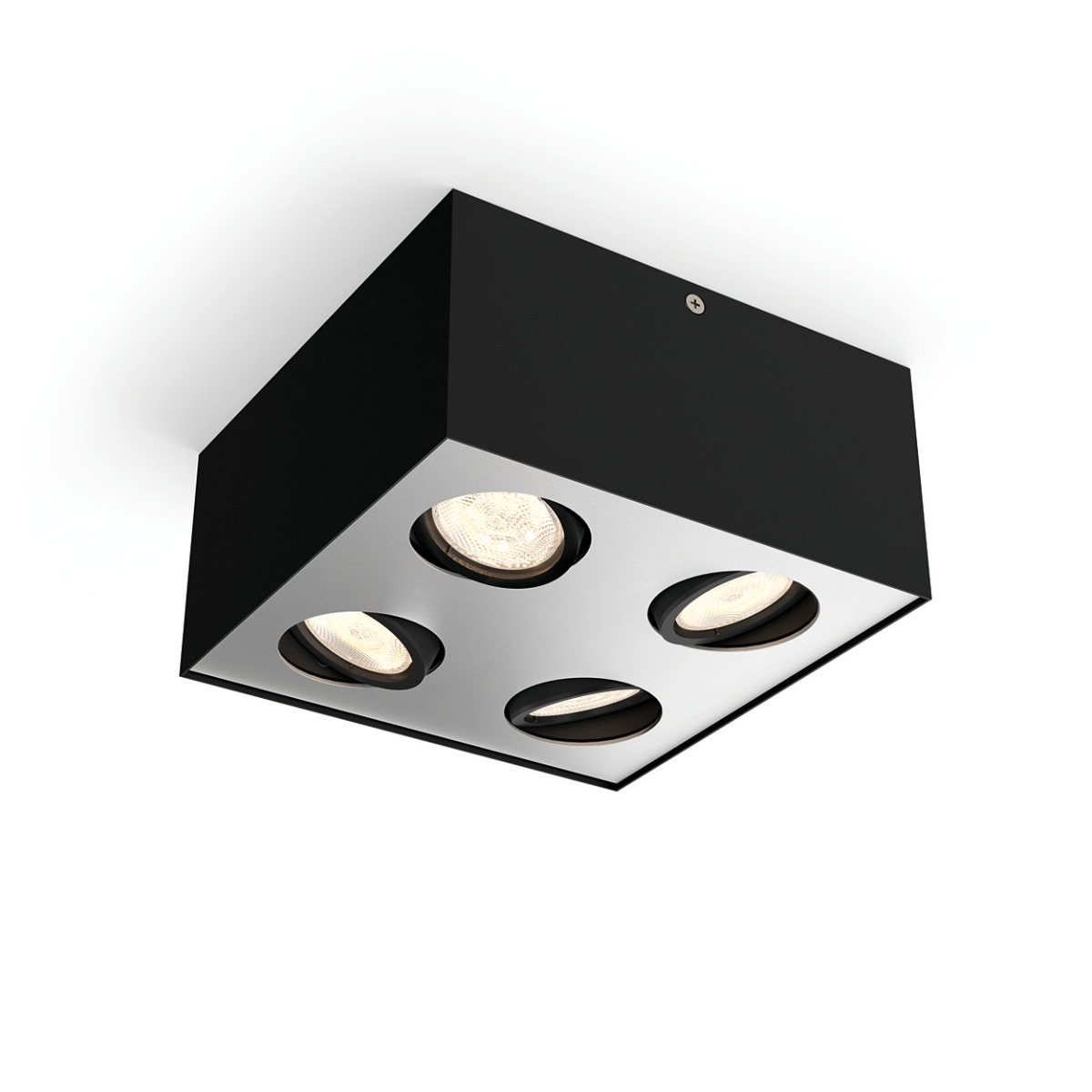 Philips Box moderne LED Deckenleuchte schwarz 4-flg. 2000lm Viererspot 20,2x20,2x10cm von PHILIPS