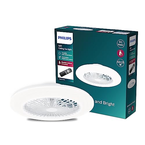 Philips Deckenventilator und LED Deckenleuchte Amigo, 20W+40W, Durchmesser 49cm, rund, inkl. Fernbedienung von Philips