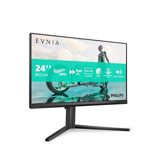 Philips Evnia 24M2N3200AM - 24 Zoll Full HD Gaming Monitor, 180 Hz, 1 ms, FreeSync Prem., G-Sync comp., HDR10 (1920x1080, 2x HDMI 2.0, 1x DisplayPort 1.4) schwarz-grau von Philips Monitors