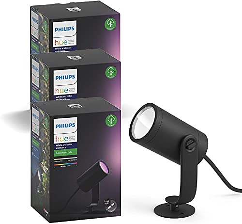 Philips Hue Lily Outdoor Spots Erweiterungsset, 3er-Pack, Schwarz, 1x8W 24V von PHILIPS